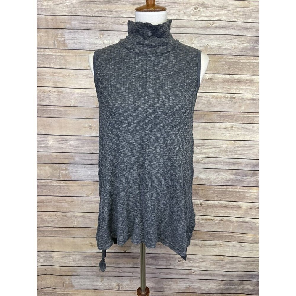Anthropologie Left Of Center Small Tunic Top Gray Melange Stretch Hi Lo Hem Boho